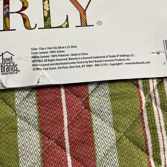 Waverly Quilted Table Runner Pink‎ Hydrangea Reversible Striped French Country - Picture 8 of 10